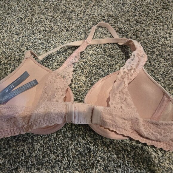 Aerie Perky Pushup Demi Bra Tan Lace Trim 32B - Picture 2 of 4